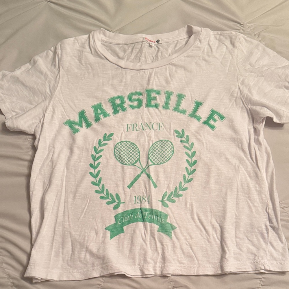 Anthropologie Marseille Graphic Tee - White & Green